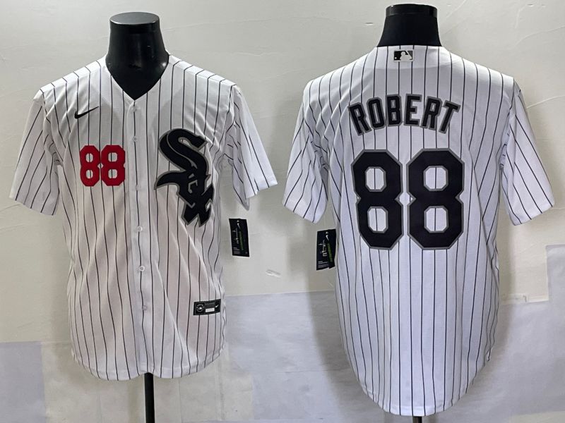 Men 2025 Chicago White Sox #88 Robert White Stripe Game Nike MLB Jersey style 7036->chicago white sox->MLB Jersey